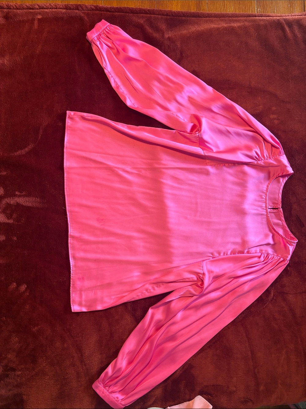 Silky Pink Long Sleeve Blouse